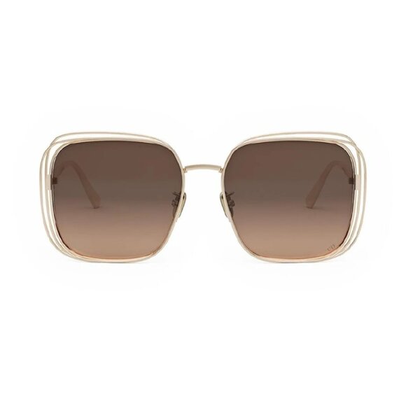 NEW DIOR GOLD/BROWN WOMEN SQUARE DIOR SUNGLASSES - Picture 2 of 3